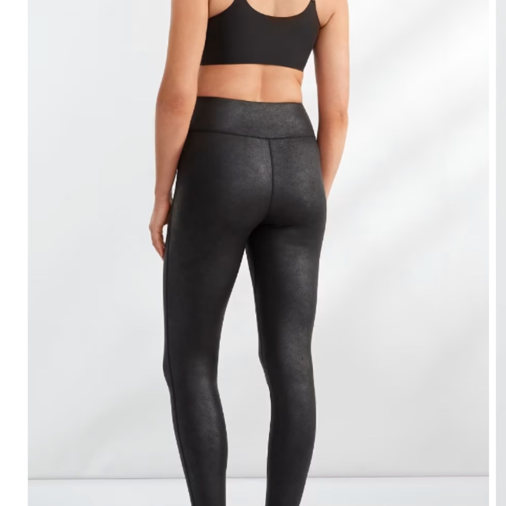 Women's Faux Leather High-Waist Leggings Black Sz S